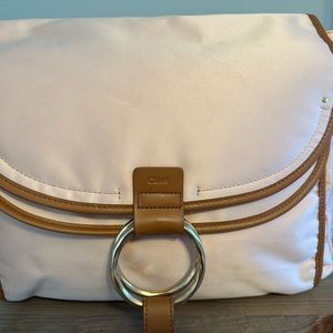 Chloé Leather Trim Satin Diaper Bag